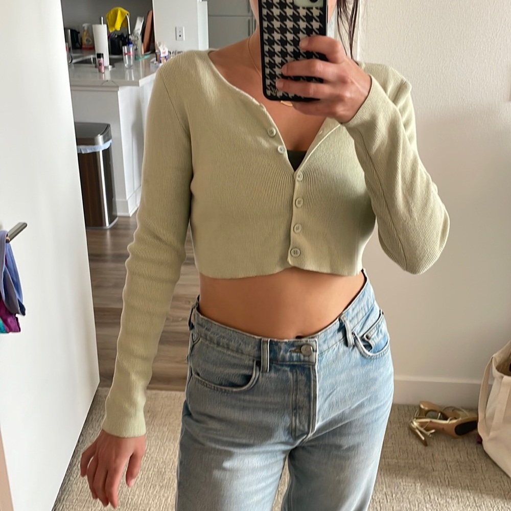 Cropped mint green sweater